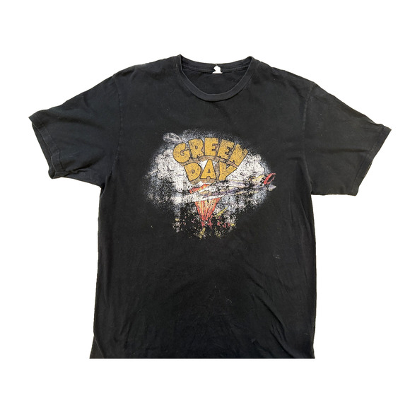 Vintage Green Day Shirt Mens Medium Black Band Rock Concert Graphic Tour 90s - Picture 1 of 6